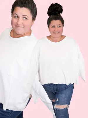 SALE- Tommi Slouchy Pocket Sweater in Vanilla Cream