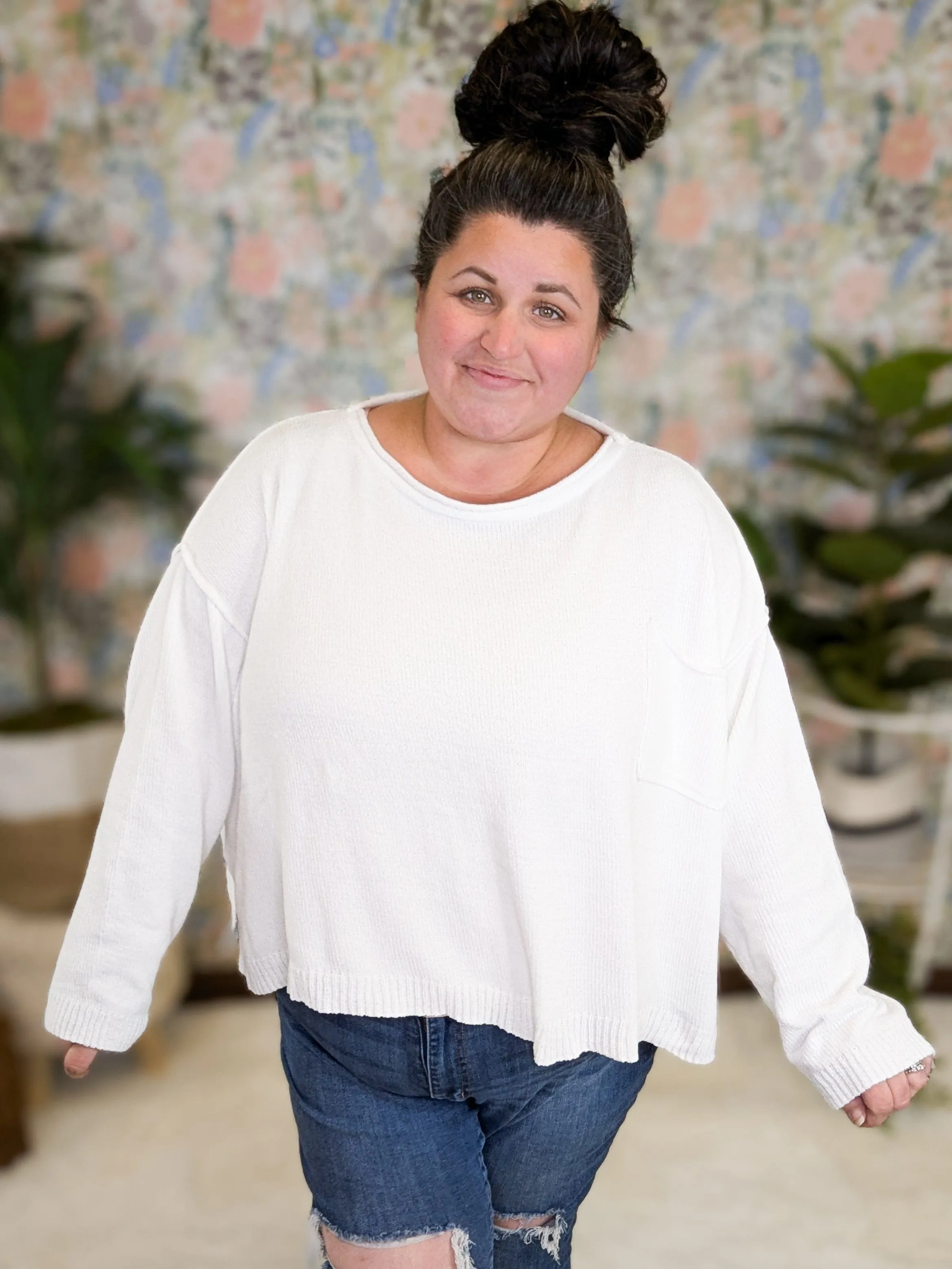 SALE- Tommi Slouchy Pocket Sweater in Vanilla Cream