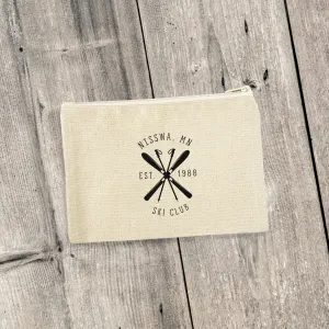 Ski Club w/ City, State - Custom Canvas Zipper Pouch