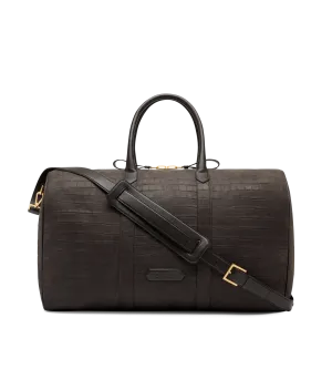 Stamped Croc Nubuck Wide Opening Duffle