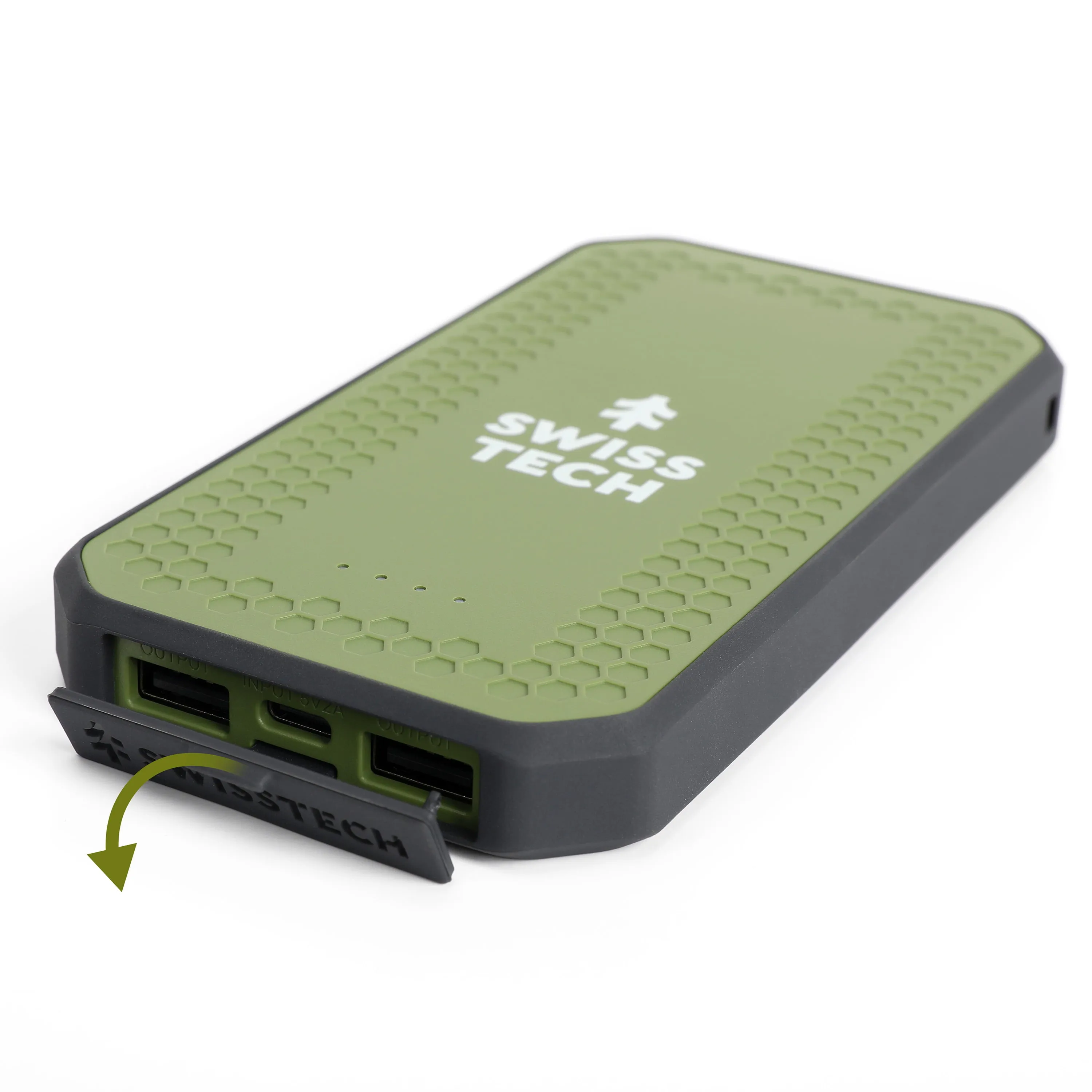 Swiss Tech 10000 mAh RUGGED PORTABLE POWER BANK / CHARGER | IP54 WEATHER PROOF