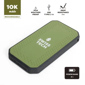 Swiss Tech 10000 mAh RUGGED PORTABLE POWER BANK / CHARGER | IP54 WEATHER PROOF