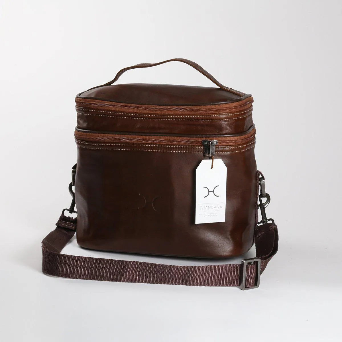 Thandana Leather Double Decker Cooler Bag