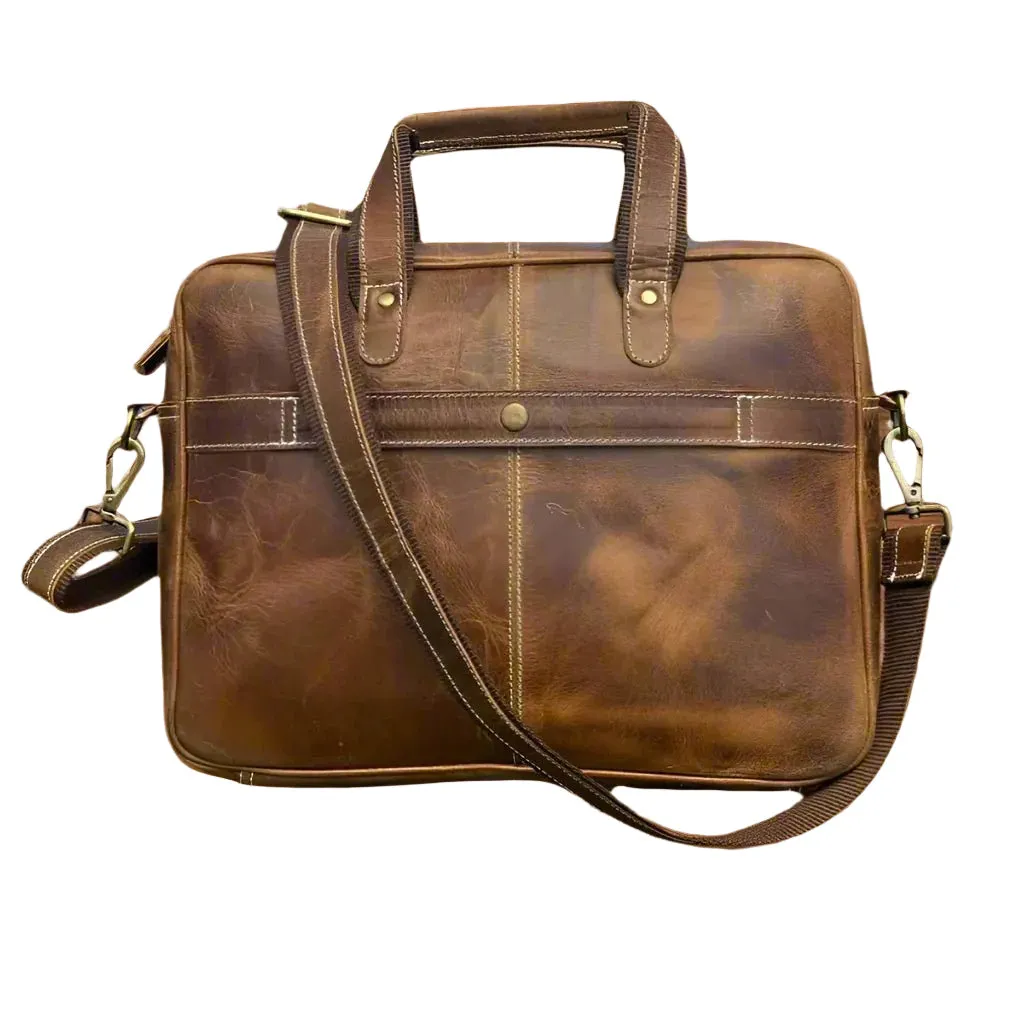 The Madeley Messenger Leather Laptop Bag by ArchieSoul Man   Free Valet Tray