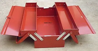 TOOL BOX  ALL METAL- 3 TRAY- FOLDING CANTILEVER TYPE WITH TWO HANDLES- NEW.
