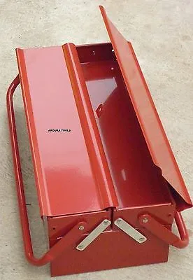 TOOL BOX  ALL METAL- 3 TRAY- FOLDING CANTILEVER TYPE WITH TWO HANDLES- NEW.