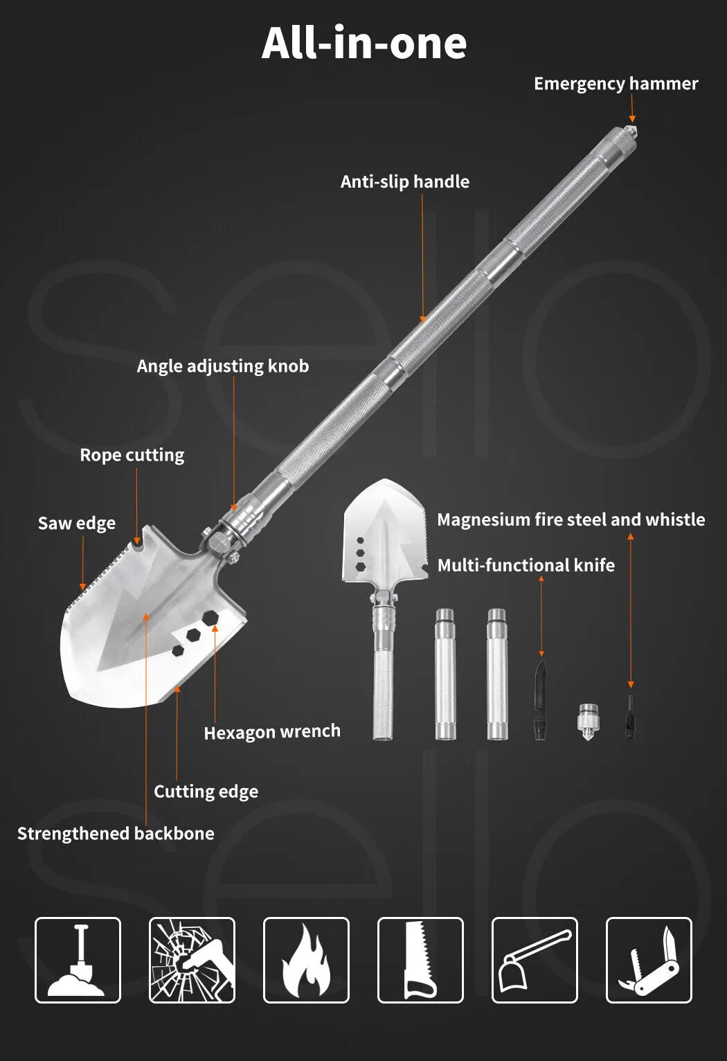 Traderight Camping Shovel Multifunction