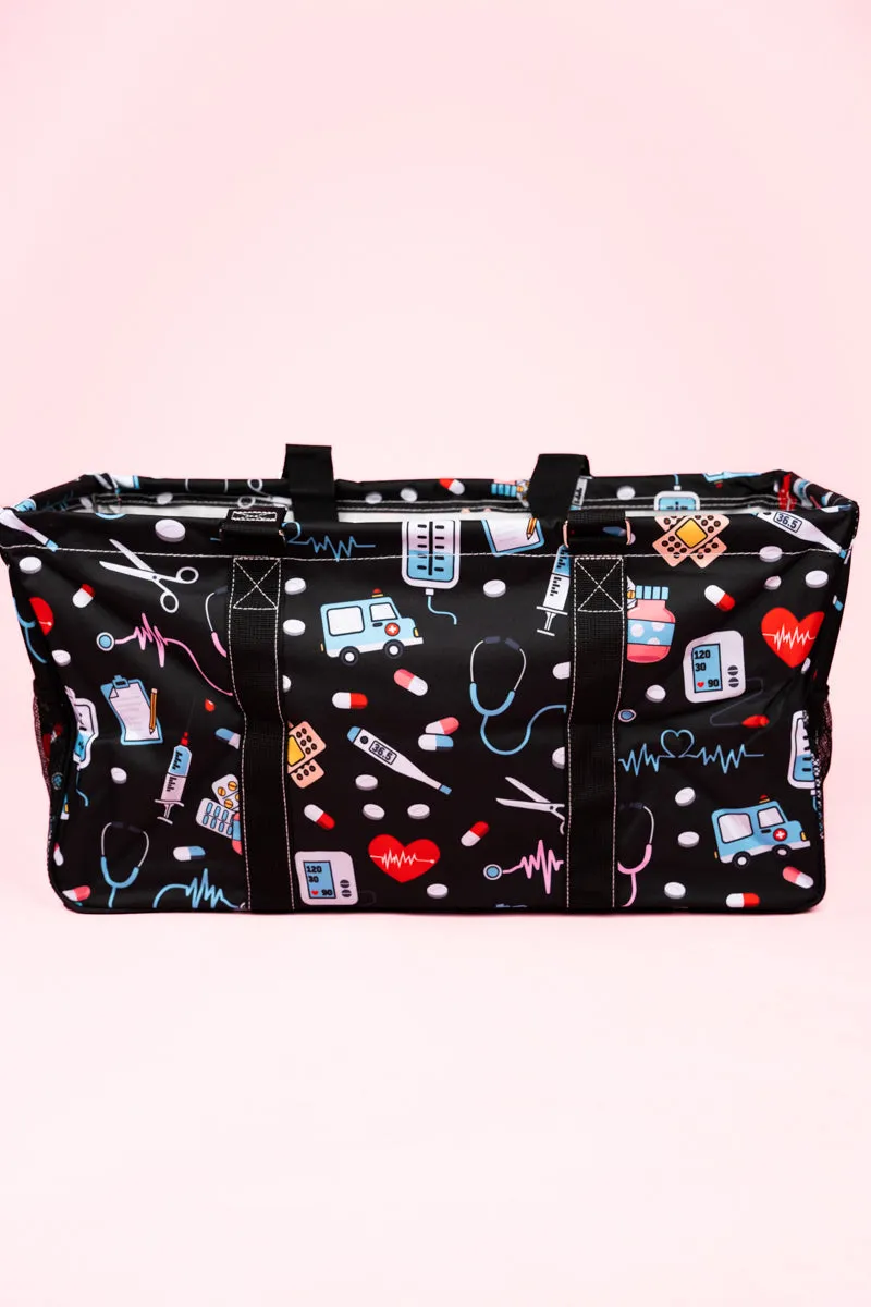 Trauma Queen Collapsible Haul-It-All Basket with Mesh Pockets