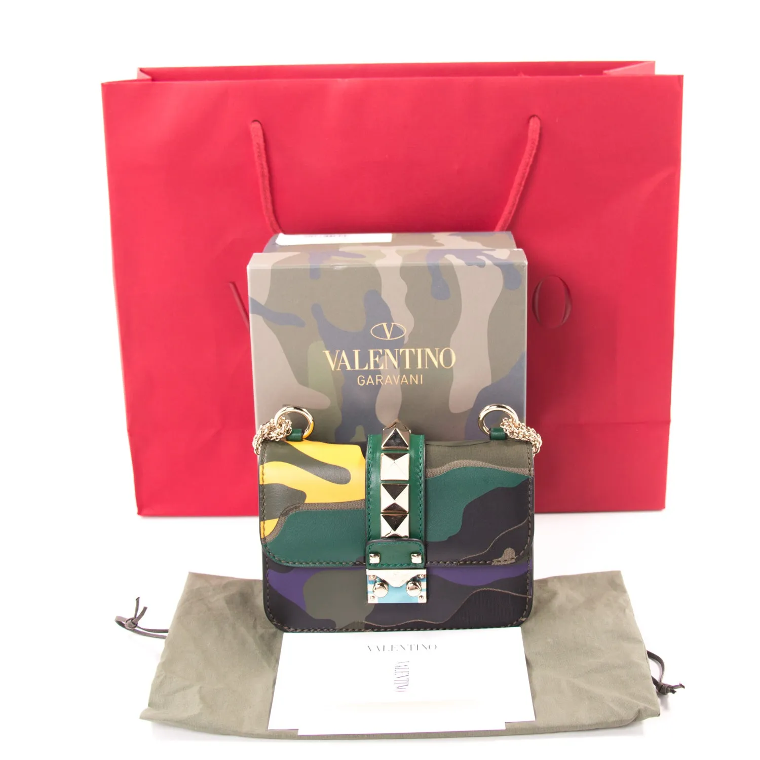 Valentino Camo Glam Lock Rockstud Bag