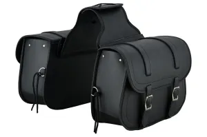 Vance Plain Motorcycle Saddlebags 18L Water-Resistant, Reinforced PVC Fits Honda, Yamaha, Kawasaki, Indian, Harley