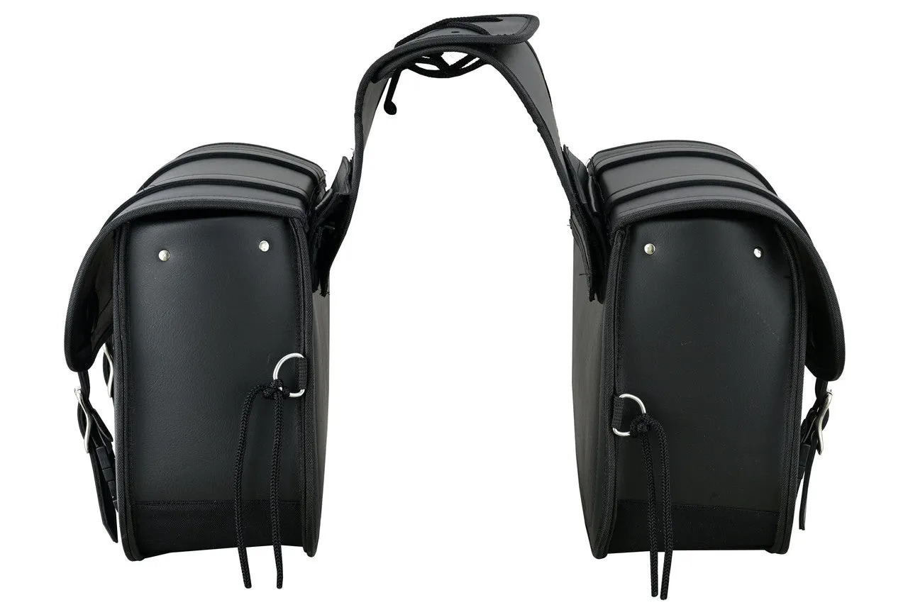 Vance Plain Motorcycle Saddlebags 18L Water-Resistant, Reinforced PVC Fits Honda, Yamaha, Kawasaki, Indian, Harley