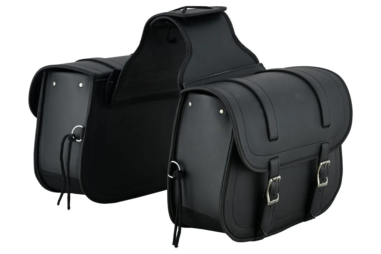 Vance Plain Motorcycle Saddlebags 18L Water-Resistant, Reinforced PVC Fits Honda, Yamaha, Kawasaki, Indian, Harley