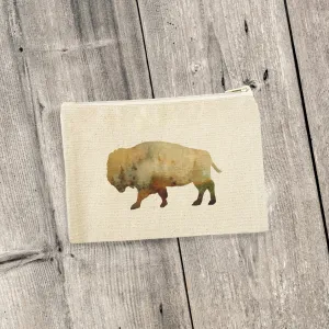Watercolor Buffalo - Canvas Zipper Pouch