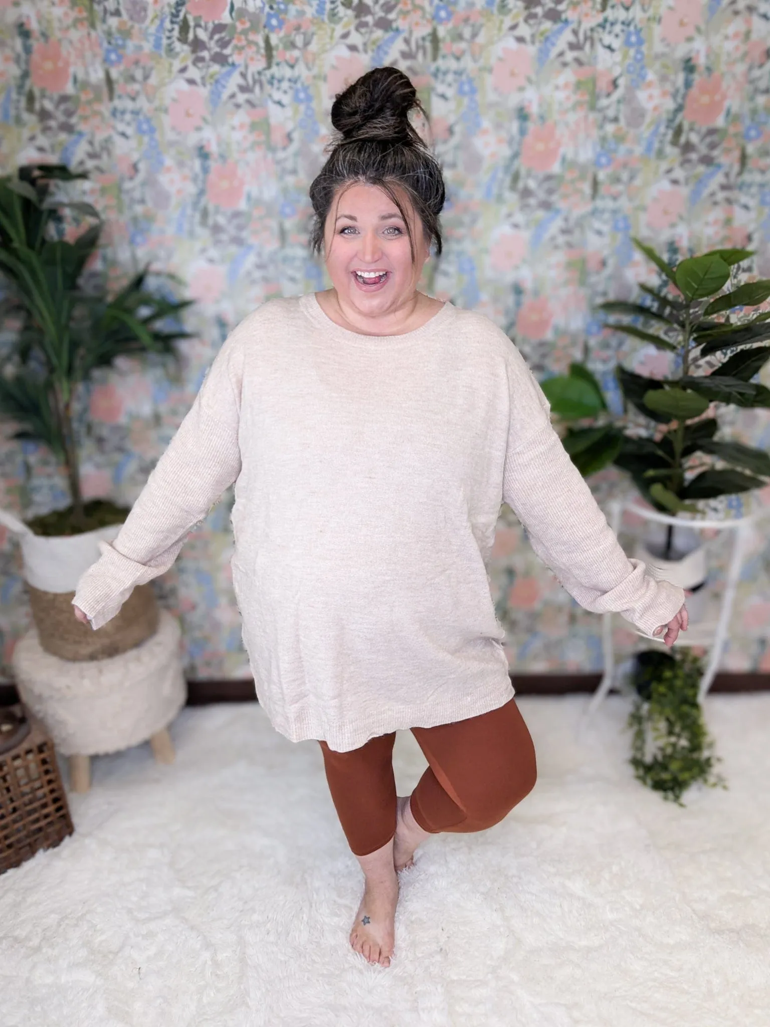 Winslet Cross Back Sweater in Taupe Oatmeal