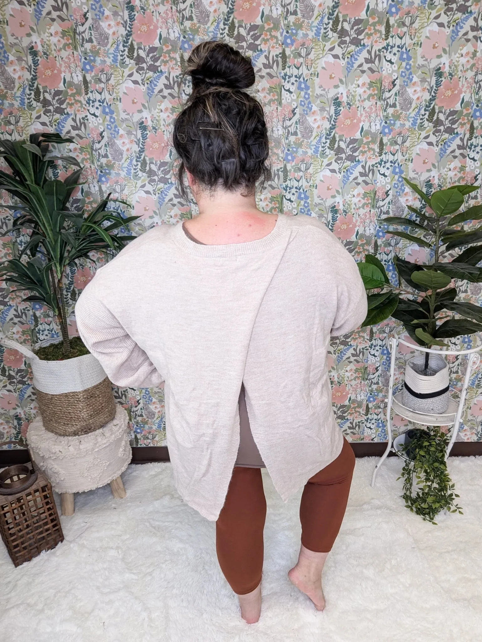 Winslet Cross Back Sweater in Taupe Oatmeal
