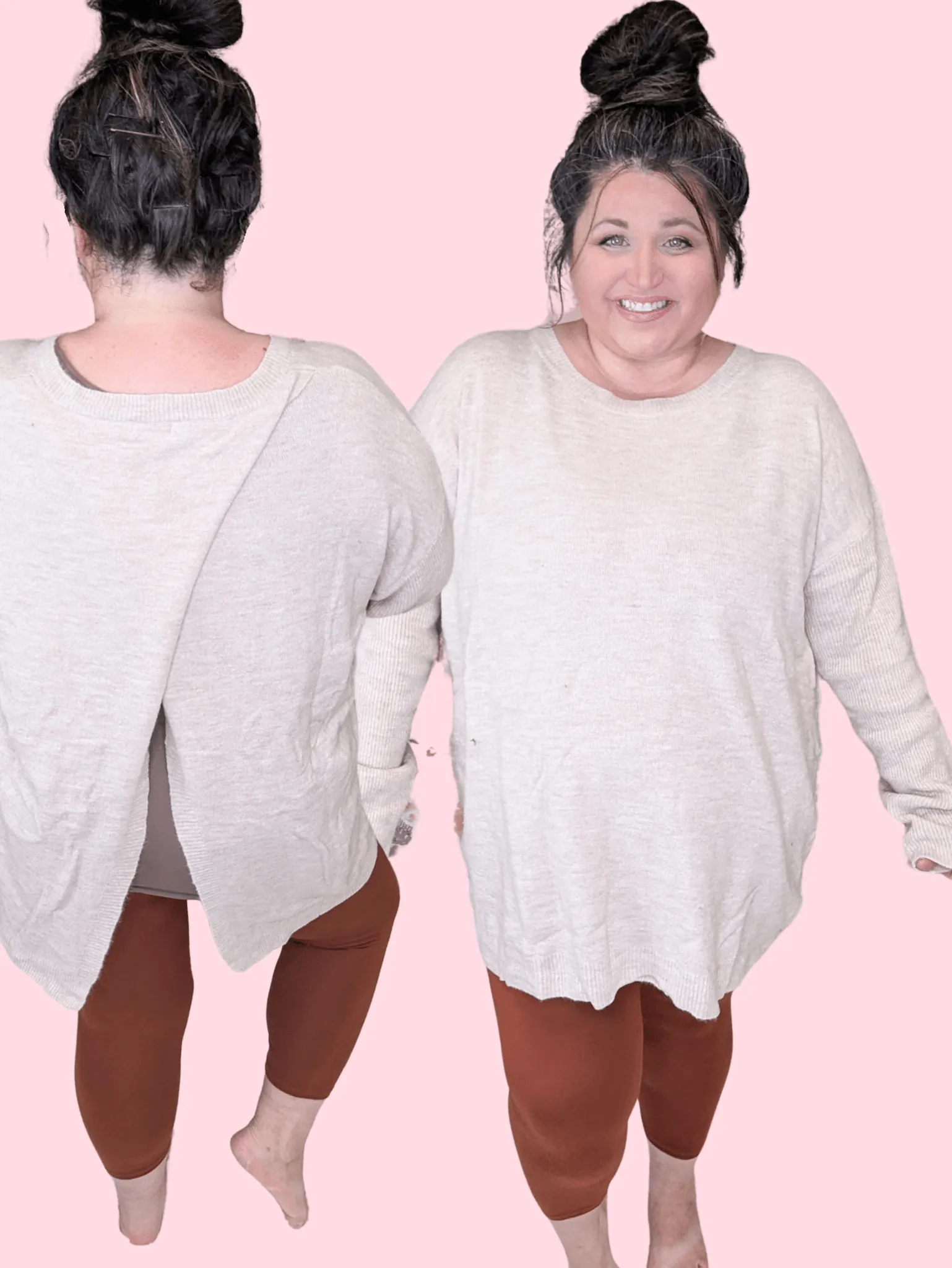 Winslet Cross Back Sweater in Taupe Oatmeal