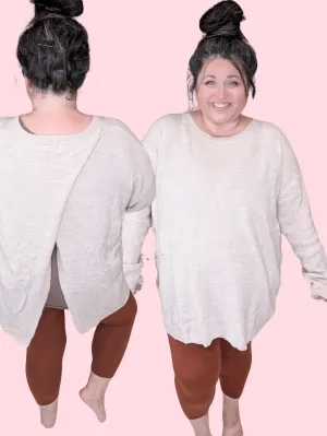 Winslet Cross Back Sweater in Taupe Oatmeal