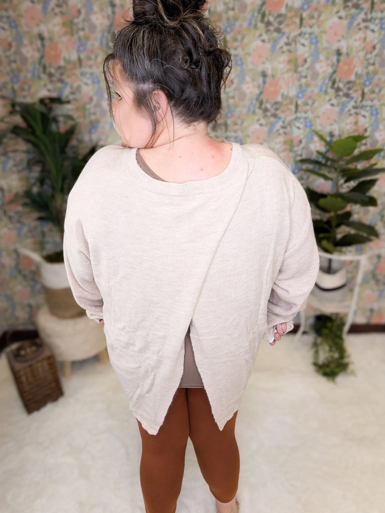Winslet Cross Back Sweater in Taupe Oatmeal