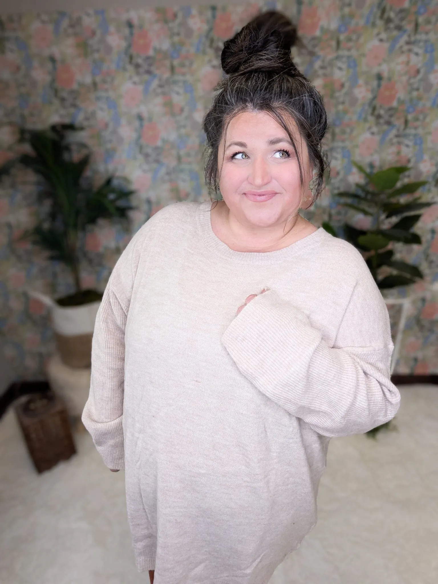 Winslet Cross Back Sweater in Taupe Oatmeal