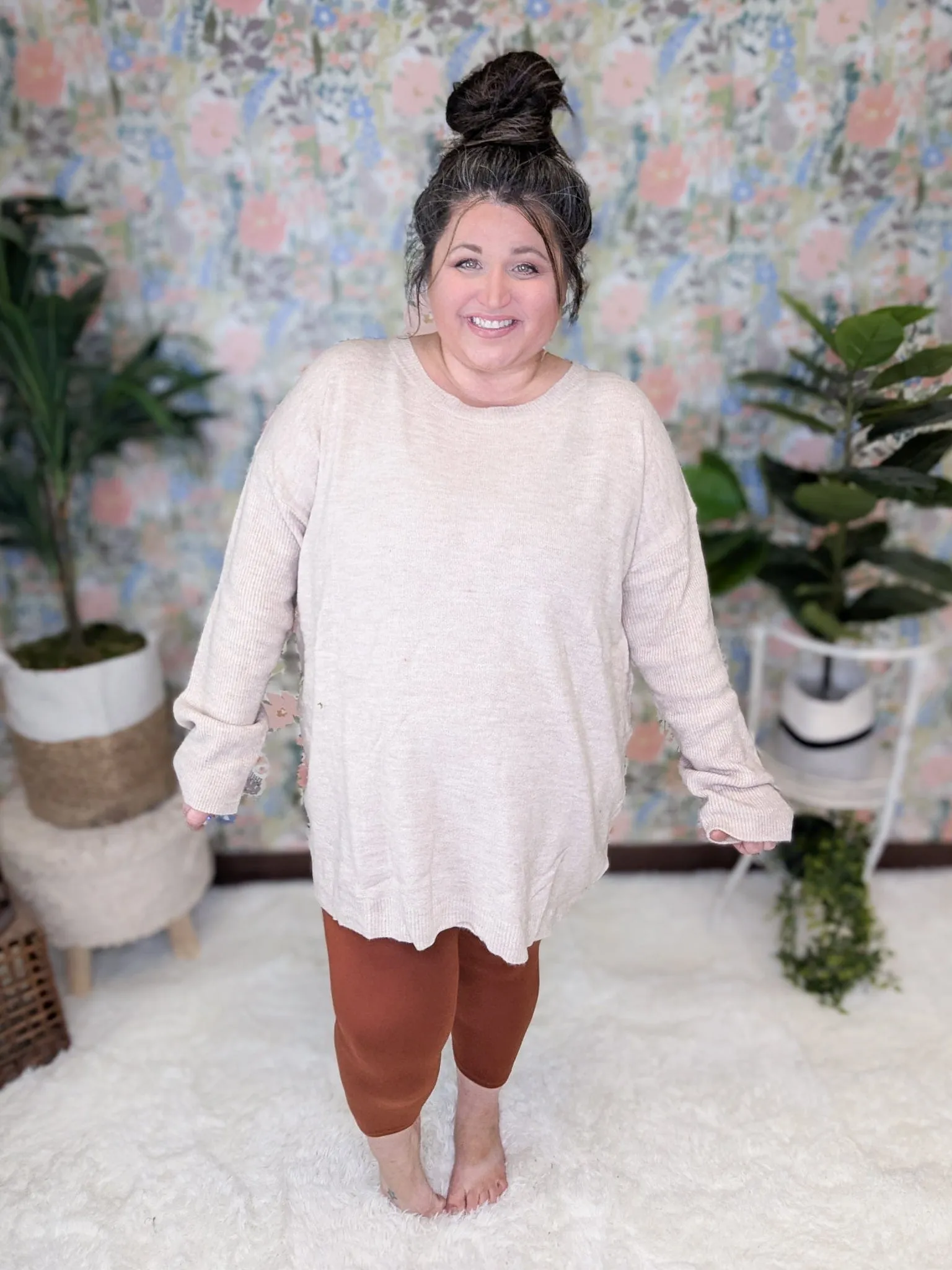 Winslet Cross Back Sweater in Taupe Oatmeal