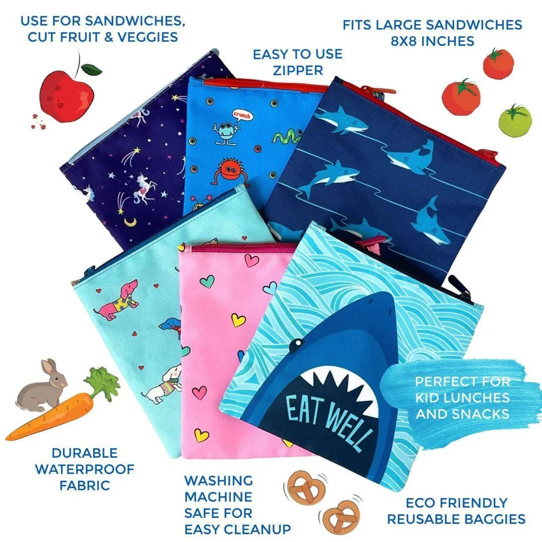 Yumbox Reusable Sandwich Bag - Set of 2 - Hearts & Unicorns