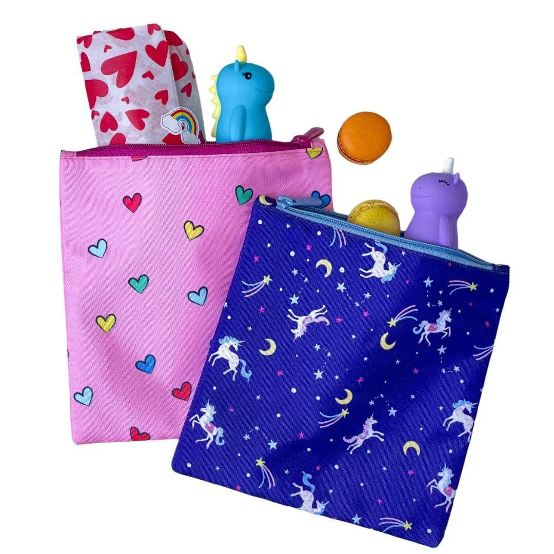 Yumbox Reusable Sandwich Bag - Set of 2 - Hearts & Unicorns