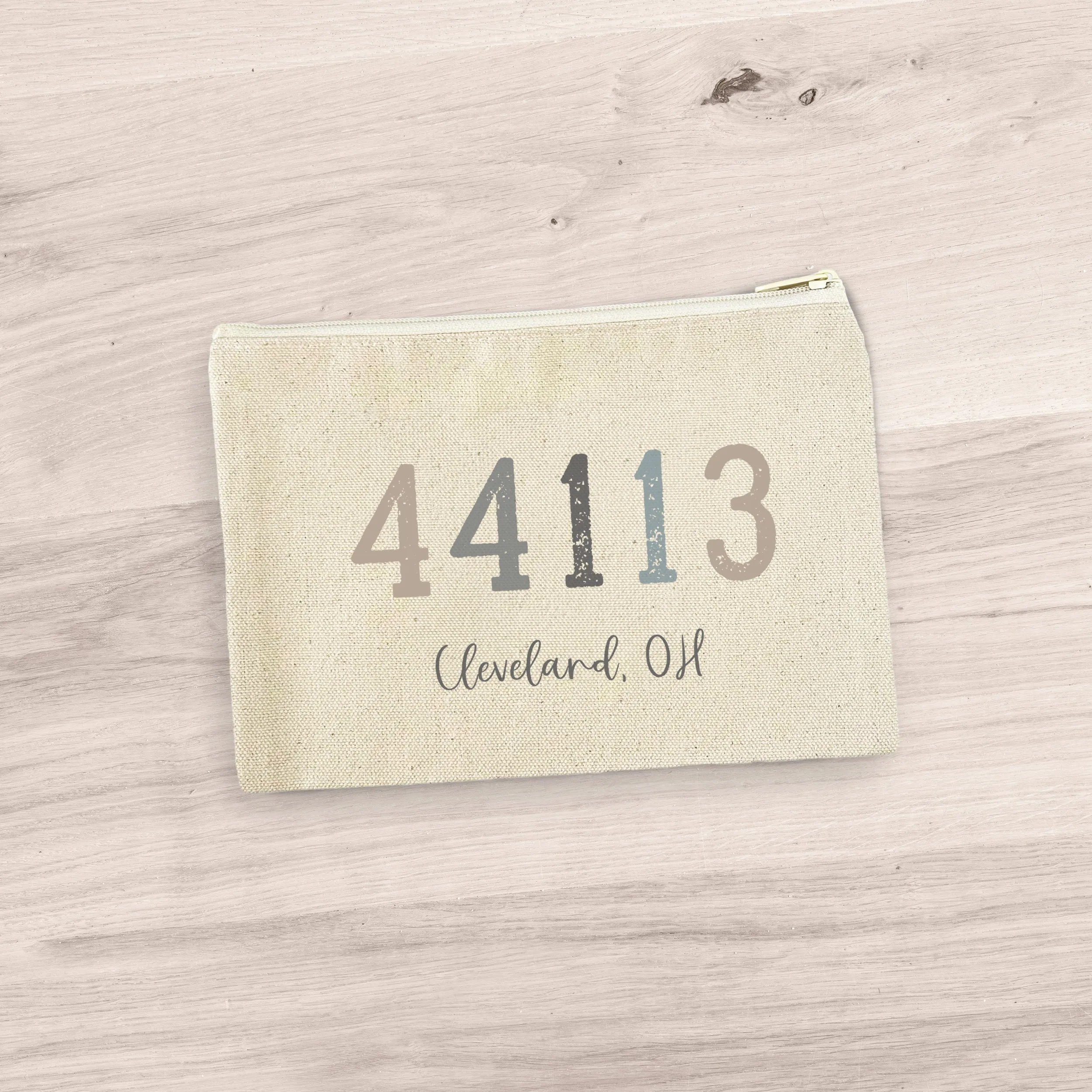 Zip Code w/ City and State - Canvas Zipper Pouch