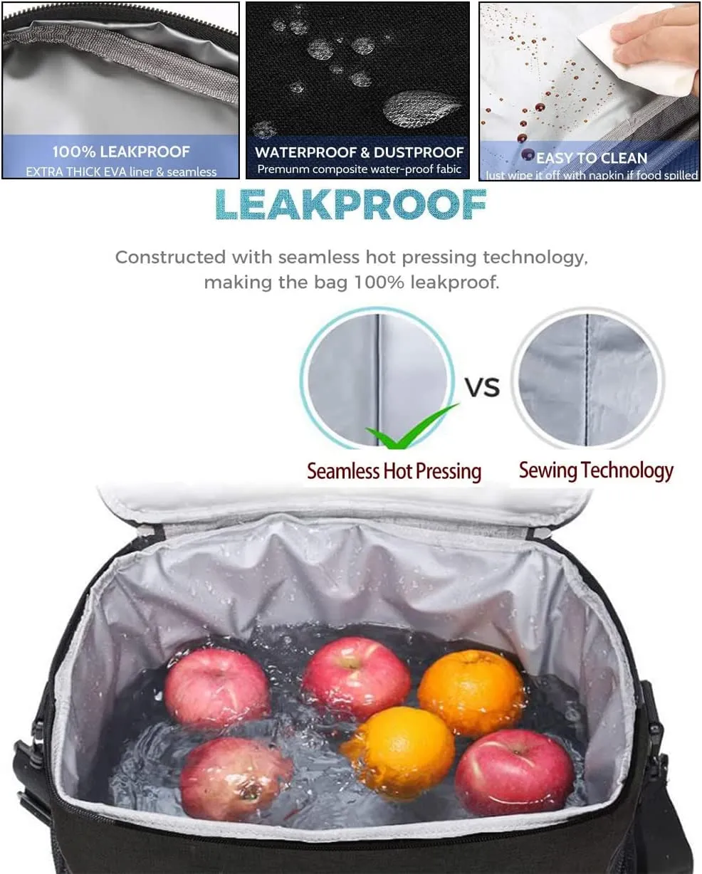ZM-YOUTOO Insulated Lunch Bag - Thermal Leakproof Reusable Lunch Box -Soft Cooler Cooling Bag With Adjustable Strap for Office Work Picnic Hiking…