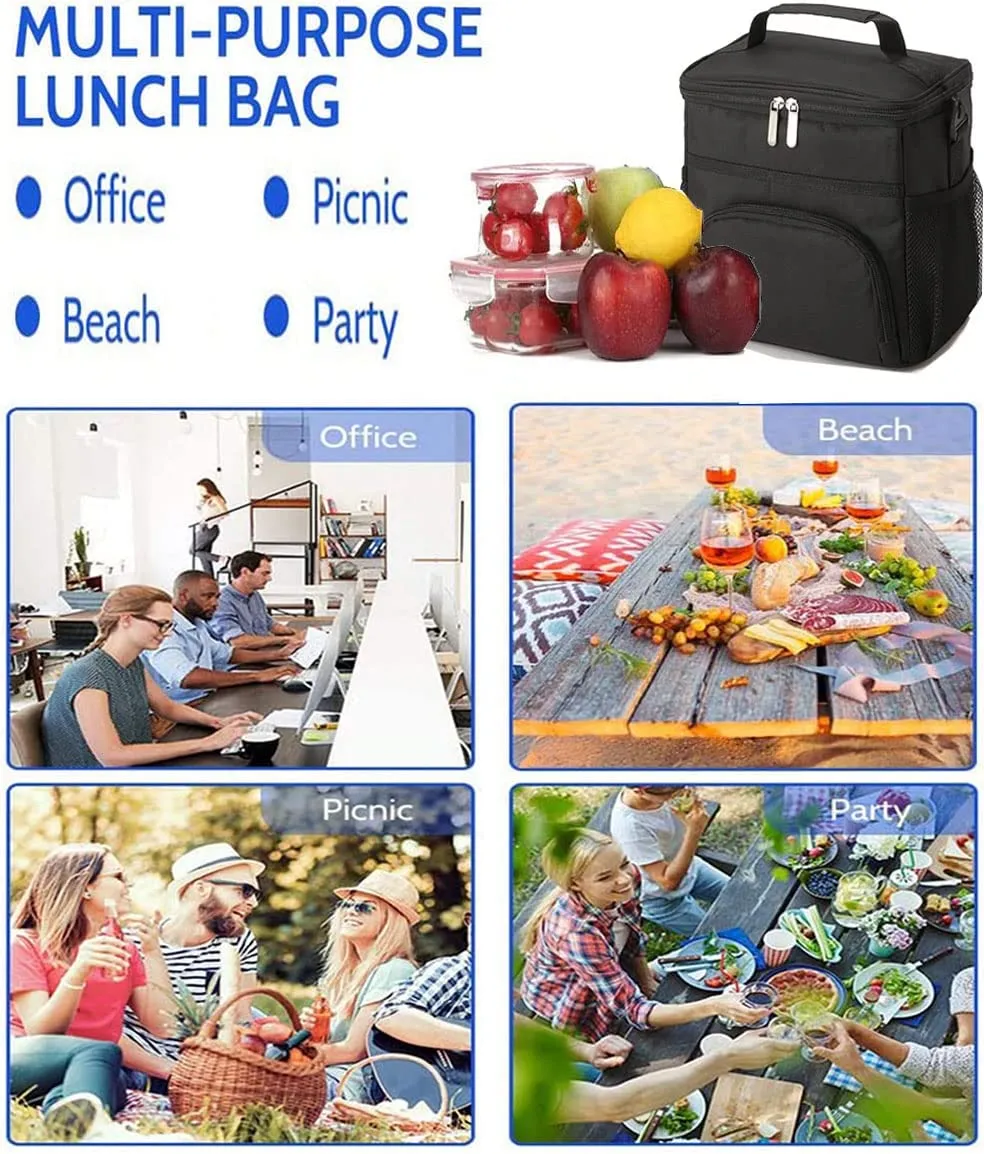 ZM-YOUTOO Insulated Lunch Bag - Thermal Leakproof Reusable Lunch Box -Soft Cooler Cooling Bag With Adjustable Strap for Office Work Picnic Hiking…